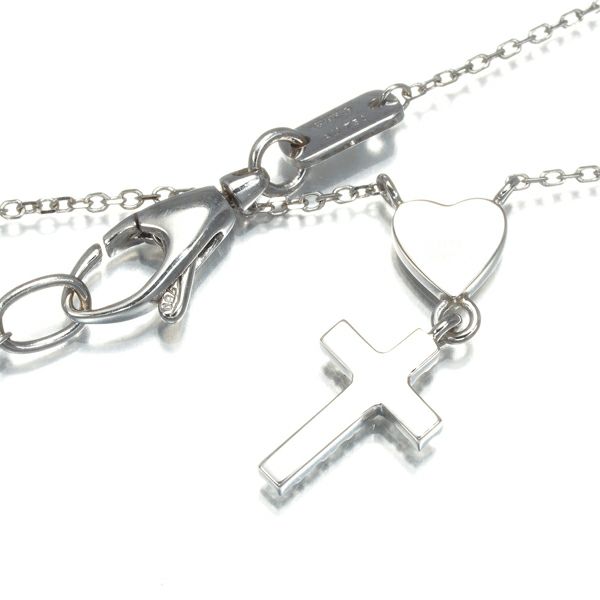 グッチ ネックレス ダイヤ  クロス ハート K18WG 