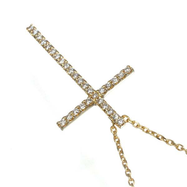スタージュエリー ネックレス ダイヤ 0.08ct  クロス K18YG 