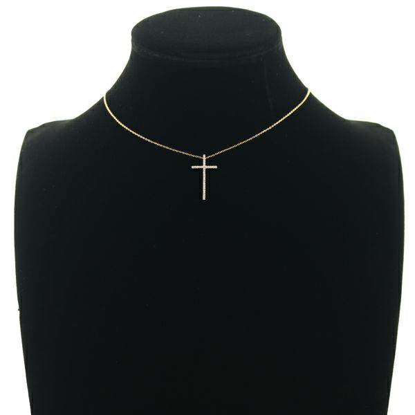 スタージュエリー ネックレス ダイヤ 0.08ct  クロス K18YG 