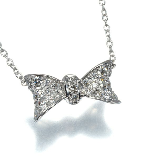 ポンテヴェキオ ネックレス ダイヤ 0.31ct  リボン パヴェ K18WG 
