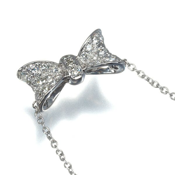 ポンテヴェキオ ネックレス ダイヤ 0.31ct  リボン パヴェ K18WG 