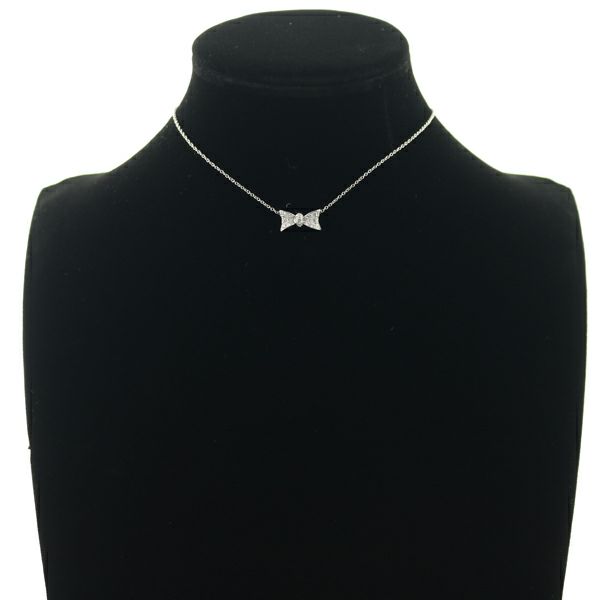 ポンテヴェキオ ネックレス ダイヤ 0.31ct  リボン パヴェ K18WG 