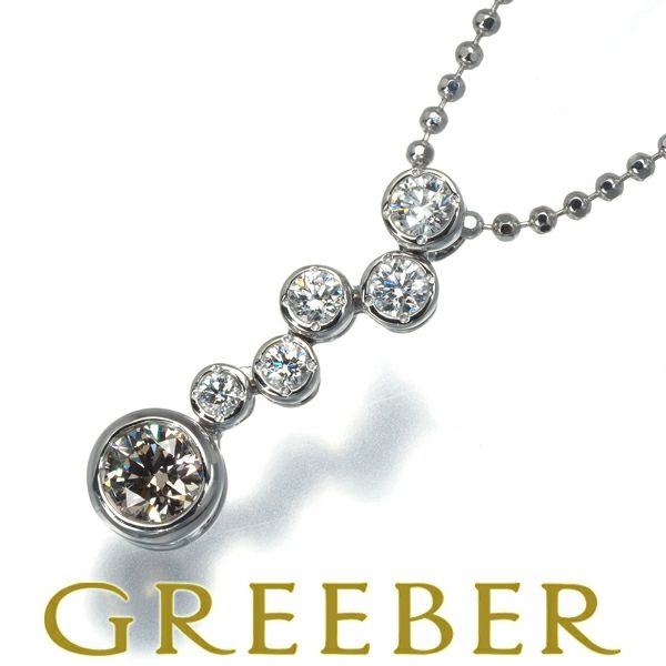 カシケイ ネックレス ダイヤ 0.30ct/0.20ct ベゼル  Pt900/Pt850 