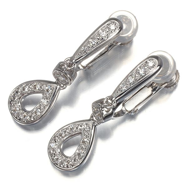 タサキ イヤリング ダイヤ 0.11ct/0.11ct  ティアドロップ K18WG 
