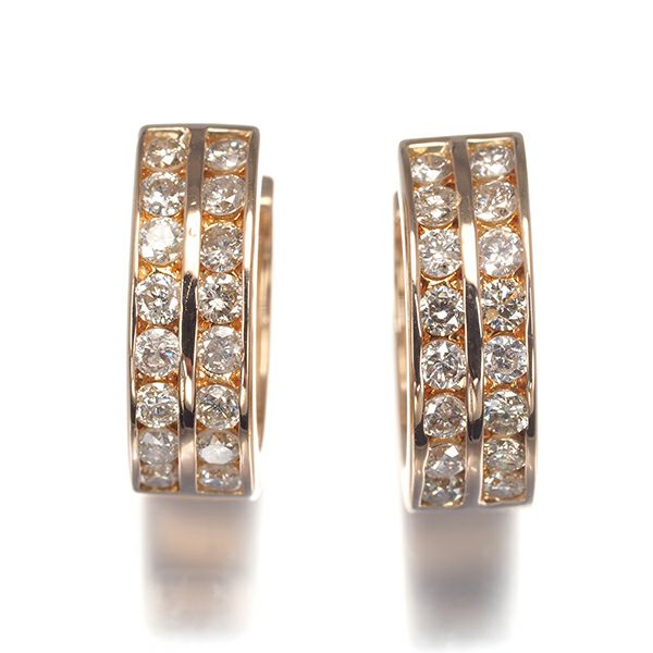 ダイヤ 0.27ct/0.27ct フープ  ピアス K18PG 