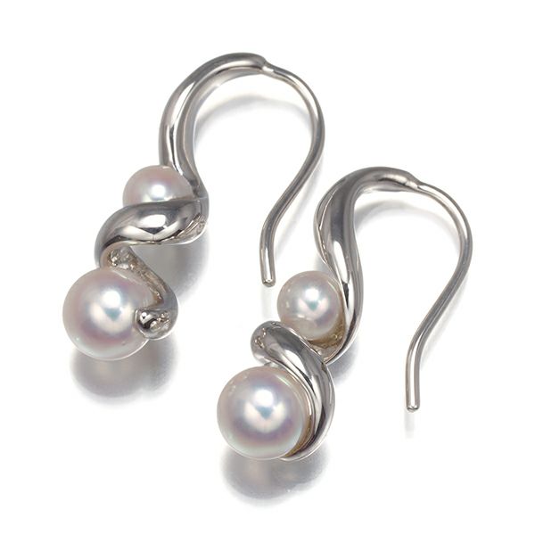 ミキモト ピアス ベビーパール アコヤ真珠 3.5-3.8mm  スパイラル ツイスト フック K18WG 