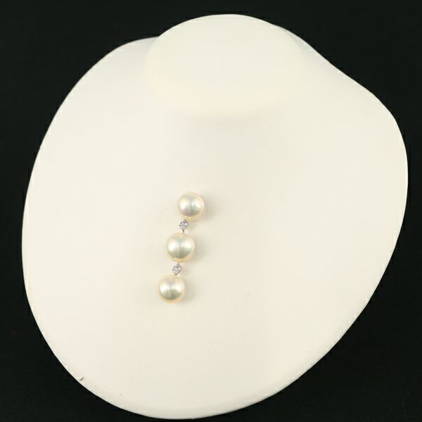 タサキ ペンダントトップ パール マベ真珠 12.6-13.5mm ダイヤ 0.03ct  2WAY K18WG 