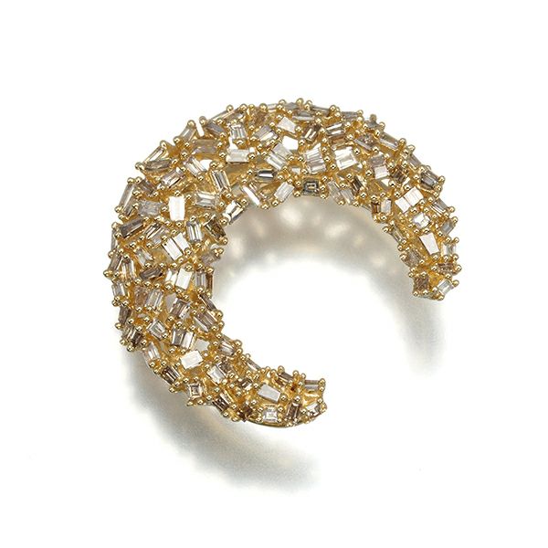 ダイヤ 0.50ct ムーン テーパーカット  ペンダントトップ K18YG 