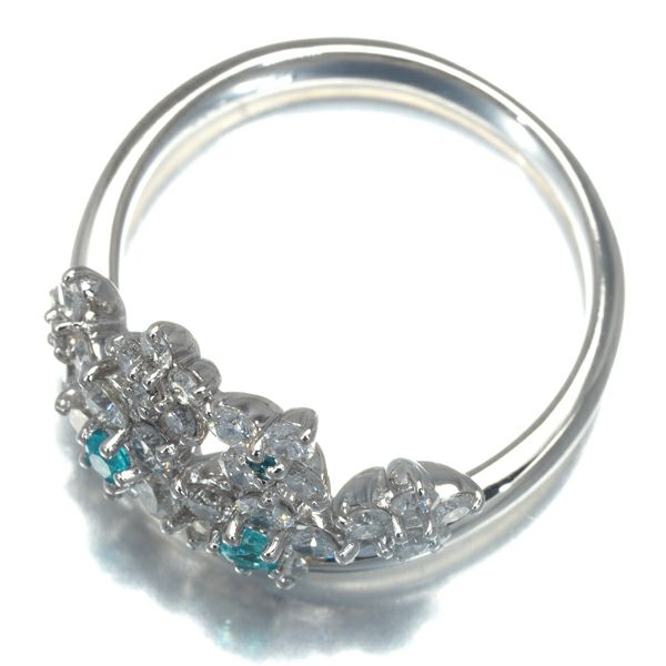 パライバトルマリン 0.09ct ダイヤ 1.00ct フラワー  リング Pt900 