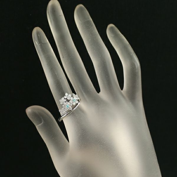 パライバトルマリン 0.09ct ダイヤ 1.00ct フラワー  リング Pt900 