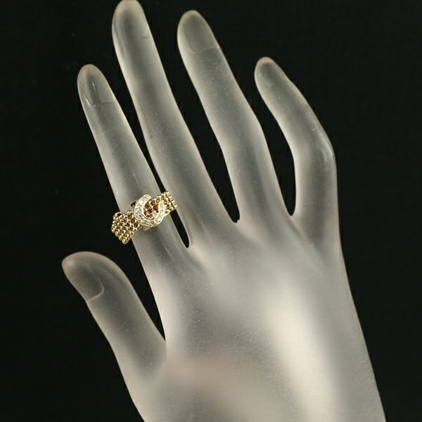 ダイヤ 0.08ct ベルト フリーサイズ  リング K18YG 