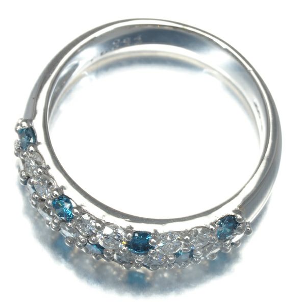 ブルー&クリアダイヤ 0.43ct/0.84ct パヴェ  リング Pt900 