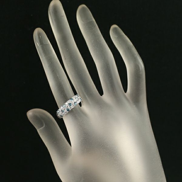 ブルー&クリアダイヤ 0.43ct/0.84ct パヴェ  リング Pt900 