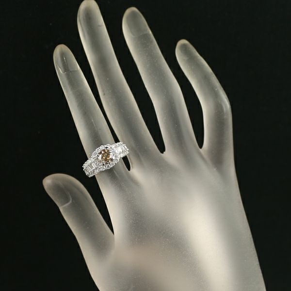 ブラウン&クリアダイヤ 1.006ct/1.13ct   リング Pt900 ソーティング