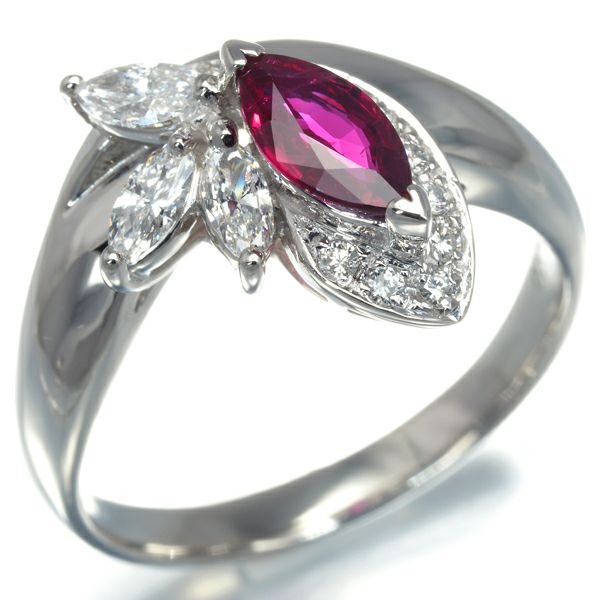 ルビー 0.71ct ダイヤ 0.47ct   リング Pt900 
