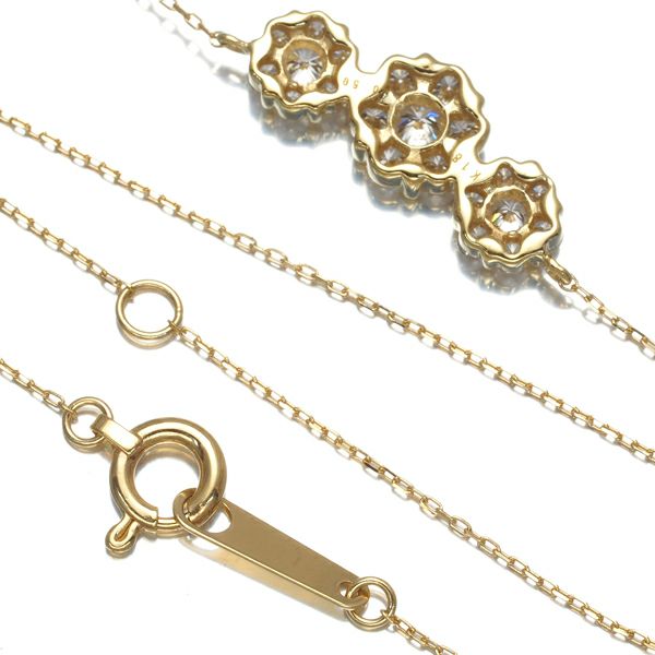 ダイヤ 0.50ct フラワー  ネックレス K18YG 