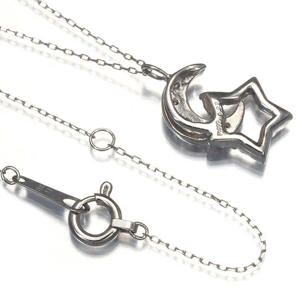 ブラウン＆クリアダイヤ ダイヤモンド 0.23ct ムーン スター  ネックレス Pt900 