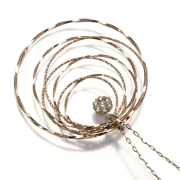 ダイヤ 0.20ct サークル フープ ロング  ネックレス K18PG/WG