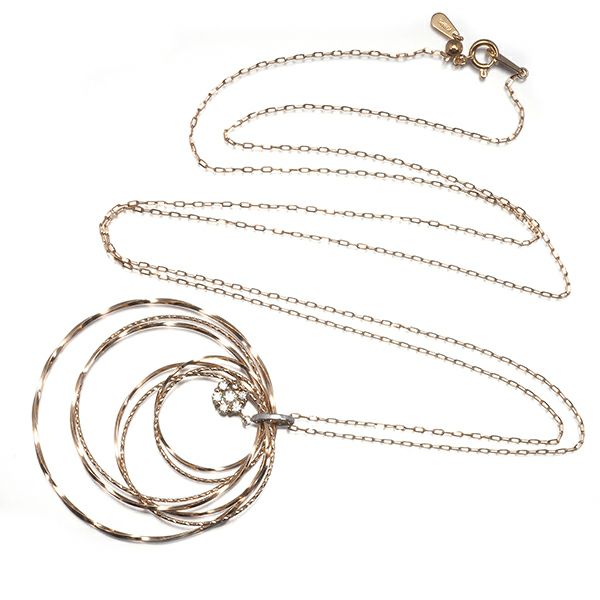 ダイヤ 0.20ct サークル フープ ロング  ネックレス K18PG/WG