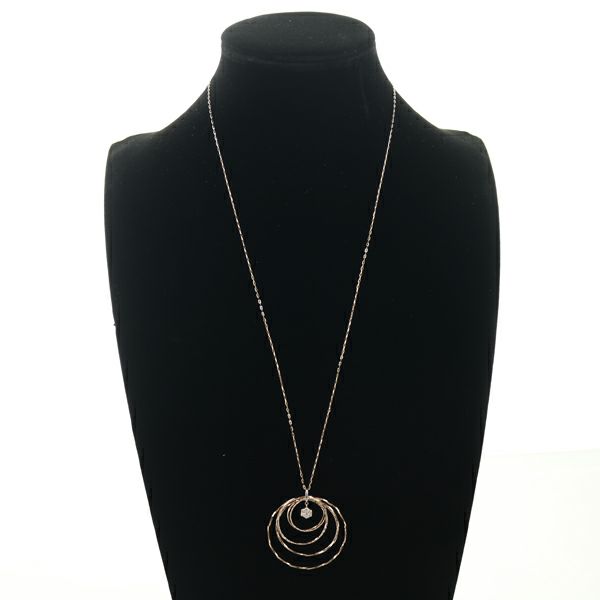 ダイヤ 0.20ct サークル フープ ロング  ネックレス K18PG/WG