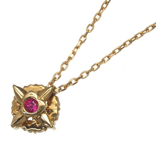 ポンテヴェキオ ネックレス ダイヤ 0.10ct ルビー 0.01ct リバーシブル K18YG 