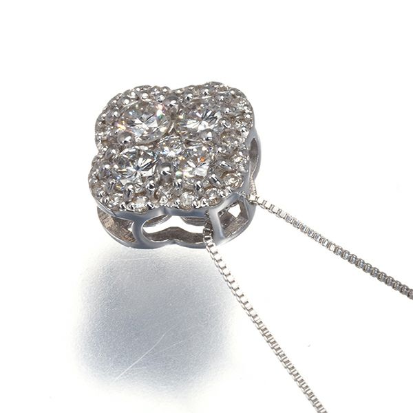 ダイヤ 0.50ct クローバー ネックレス K18WG 