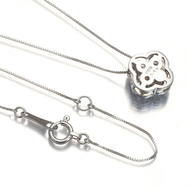 ダイヤ 0.50ct クローバー ネックレス K18WG 