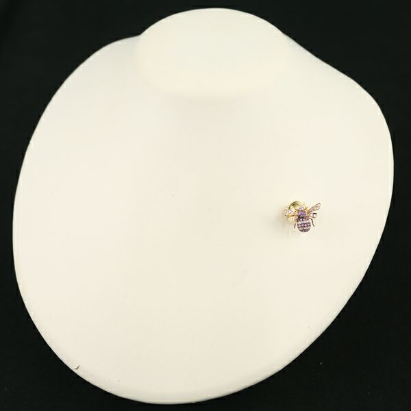 サファイア 0.18ct ダイヤ 0.18ct 蜂 アニマル ピン  タイピン K18PG