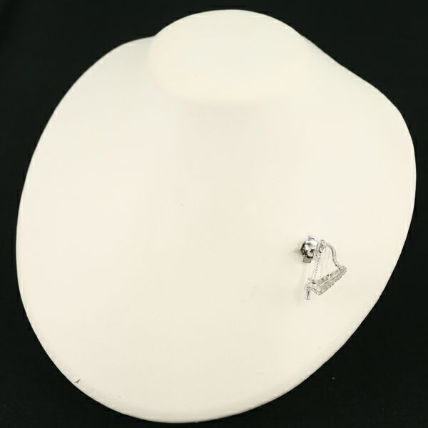 ダイヤ 0.33ct ハープ  ブローチ兼ペンダントトップ K18WG 
