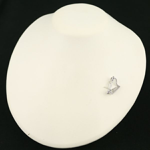 ダイヤ 0.33ct ハープ  ブローチ兼ペンダントトップ K18WG 