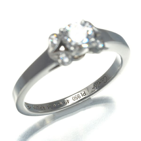 カルティエ リング ダイヤ 0.34ct E VVS2 3EX バレリーナ ソリテール 49号 Pt950 鑑定書