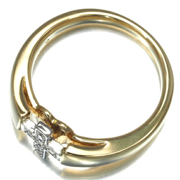 ミキモトペルリータ リング ダイヤ 0.03ct  クロス ハート 10号 K18YG/Pt900 