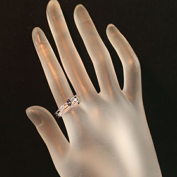 タサキ リング アレキサンドライト 0.28ct ダイヤ 0.11ct  オープンワーク 13号 K18WG 