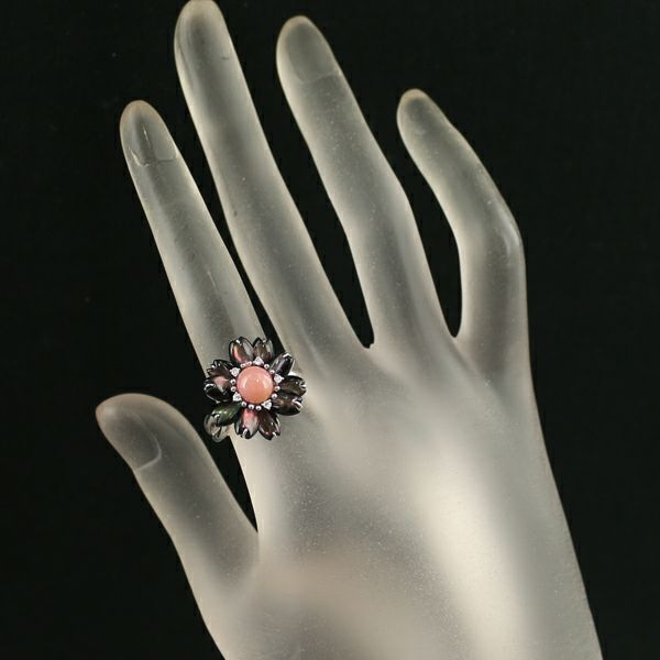 ミキモト リング コンクパール 真珠 ブラックシェル ダイヤ 0.05ct  13号 Pt950 ソーティング