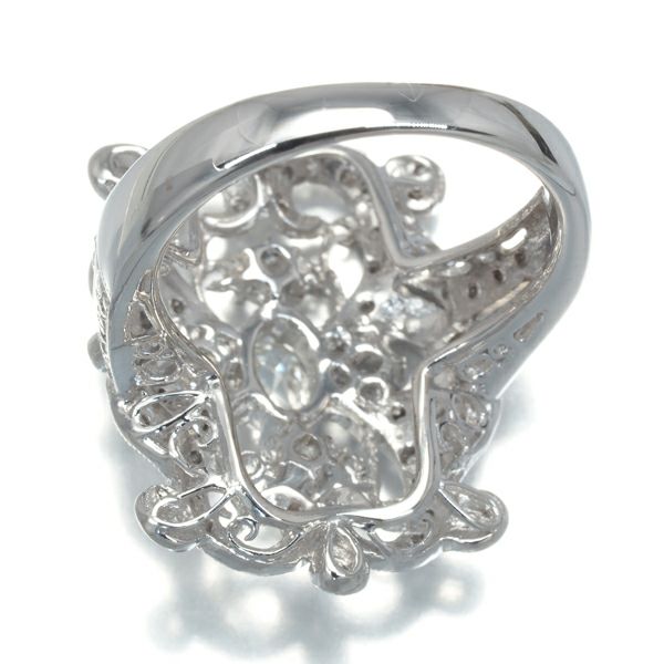 ダイヤ 0.48ct/0.33ct ローズカット ミルグレイン  リング K18WG 