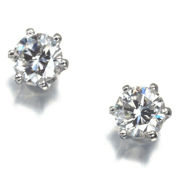 ダイヤ 0.360ct/0.354ct 一粒  ピアス Pt900 