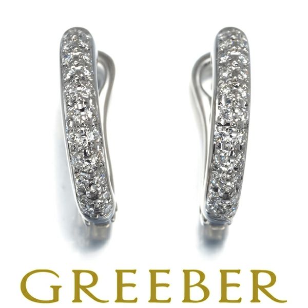ダイヤ 0.18ct/0.18ct パヴェ フープ  ピアス Pt900 
