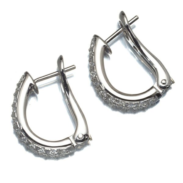 ダイヤ 0.18ct/0.18ct パヴェ フープ  ピアス Pt900 