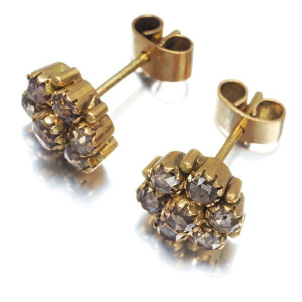 ローズカットダイヤ ヴィンテージ  ピアス K18YG/K14YG