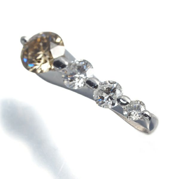 ブラウン&クリア ダイヤ 0.387ct/0.30ct ペンダントトップ K18WG 