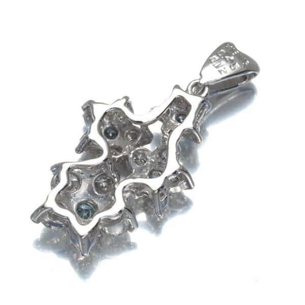 ブルー&クリア ダイヤ 0.12ct/0.45ct フラワー  ペンダント K18WG 