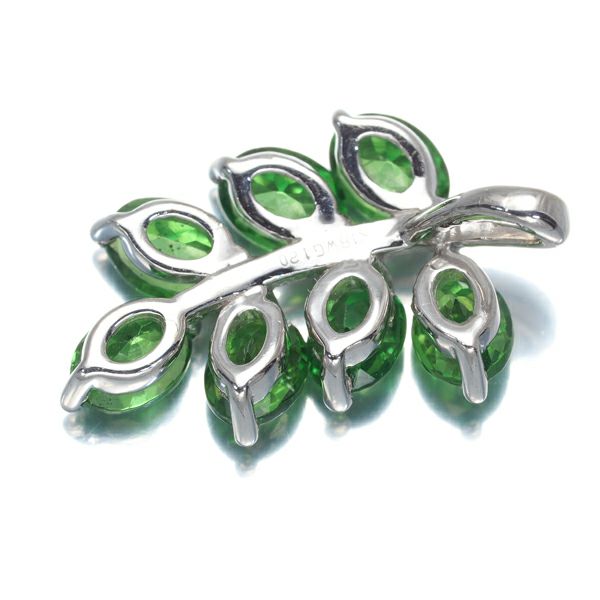グリーンガーネット 1.20ct リーフ  ペンダントトップ K18WG 