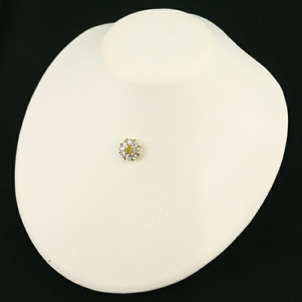 イエローダイヤ 0.23ct トパーズ 1.28ct ガーネット フラワー ペンダントトップ K18YG 
