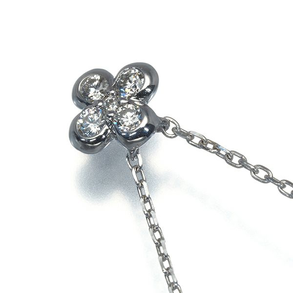 ヴァンドーム ネックレス ダイヤ 0.11ct  フラワー K18WG 