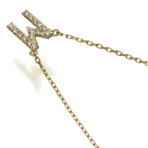 アーカー ネックレス ダイヤ 0.06ct   イニシャル アルファベット M K18YG 
