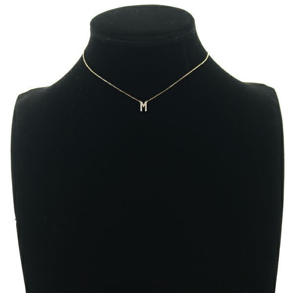 アーカー ネックレス ダイヤ 0.06ct   イニシャル アルファベット M K18YG 