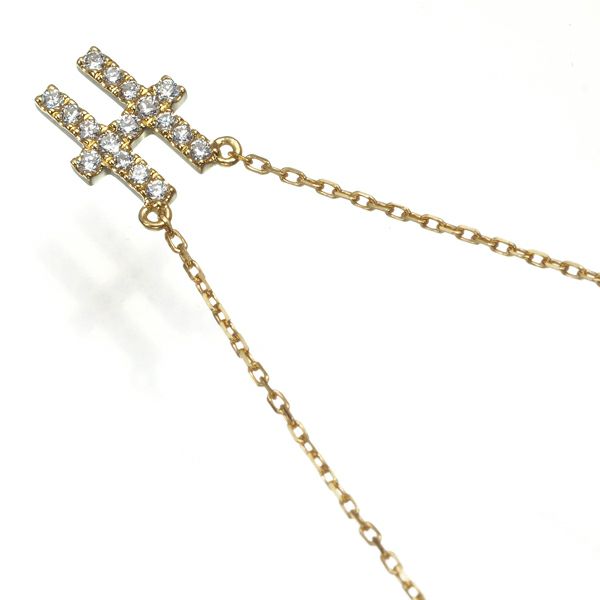 アーカー ネックレス ダイヤ 0.07ct  アルファベット イニシャル H K18YG 