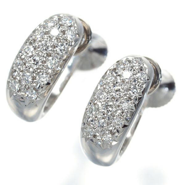 タサキ イヤリング ダイヤ 0.19ct/0.19ct  パヴェ フープ Pt900 