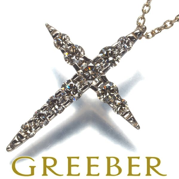 カシケイ ネックレス ダイヤ 0.70ct ネイキッド クロス K18BG 