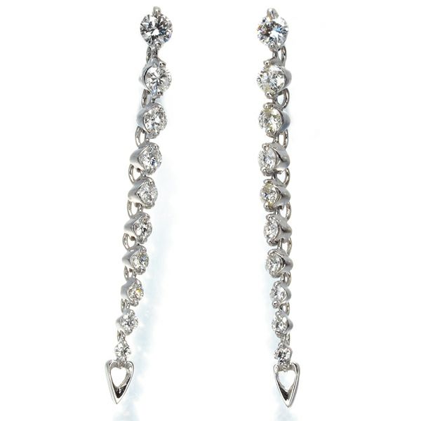 ダイヤ 0.70ct  10P ハート 揺れる ピアス Pt900 